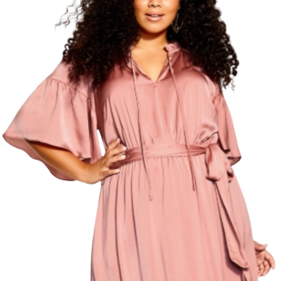 CITY CHIC ☆ SILKY ☆ FELICITY TEA ROSE ☆ MIDI DRESS ☆ NWT - Picture 3 of 12